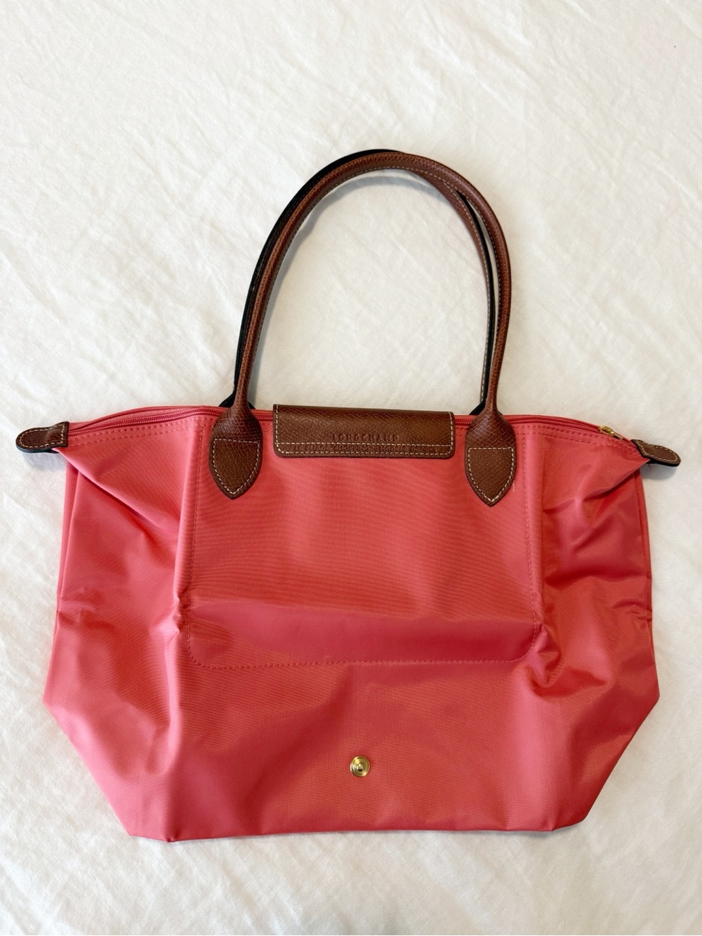 Authentic Longchamp Le Pliage Medium Shoulder Tote - Grenadine Pink - Picture 5 of 10